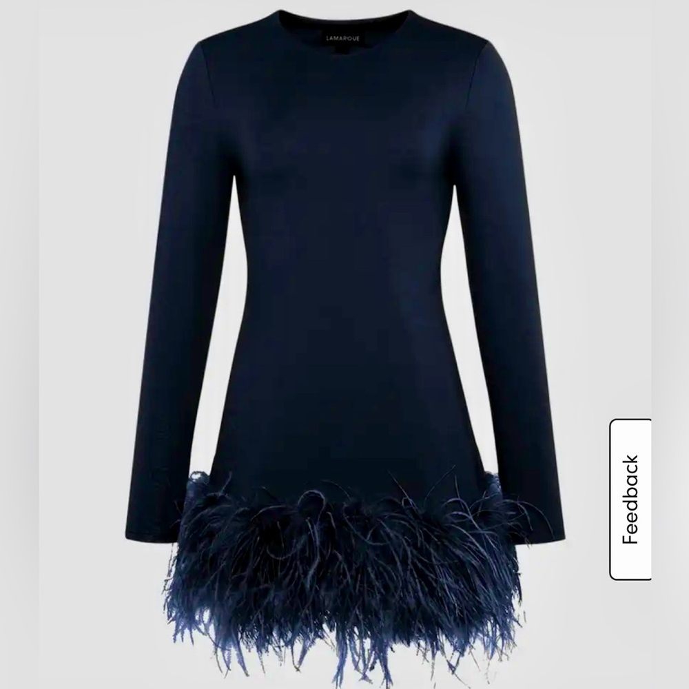 LaMarque Bahira Feather-hem Knit Mini Dress in Navy